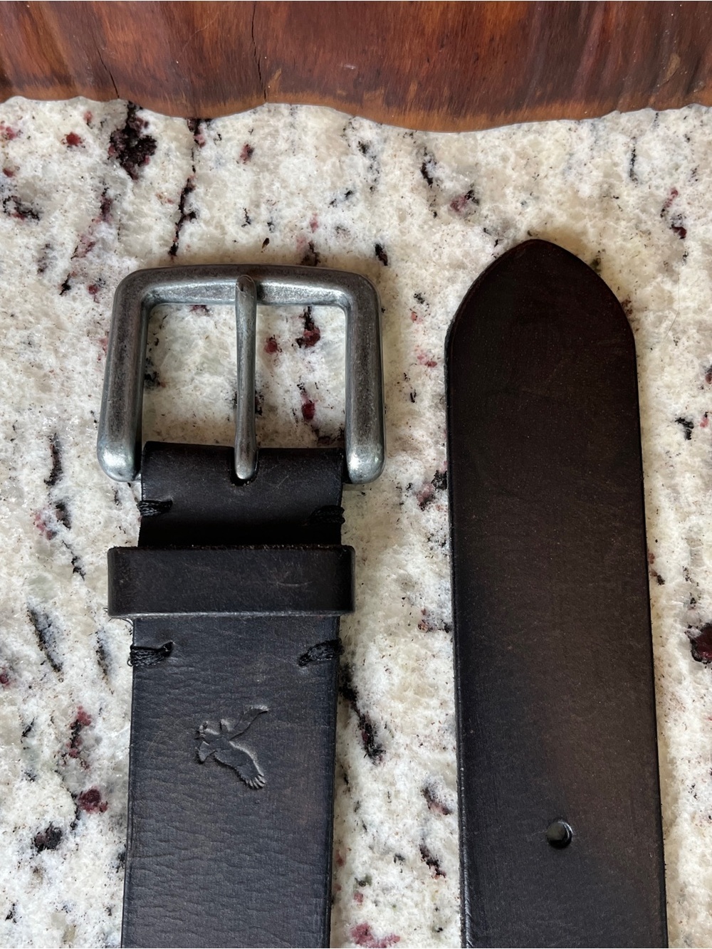 Vintage American Eagle Men's Dark Brown Leather Belt with Metal Buckle - Picture 3 of 8